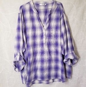 Rider's by Lee Purple Plaid Quarter sleeve shirt